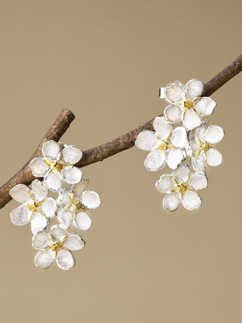 Small Forget Me Not Cluster Stud Earrings ¥ 19x13mm ¥ Sterling Silver Flower Studs ¥ 18k Gold Plated ¥ Tariff Free Delivery to USA FLOWER DELIVERY
