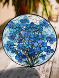 Custom Forget Me Not Stained Glass Suncatcher, Mothers Day Present For Grandma-Mama Memorial Sympathy Window Hanging Decor, Sun Catcher Gift sympathy flower