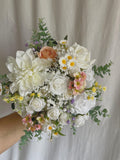 Faux Bridal Bouquet, Colorful Roses Peonies Dahlias, Silk Eucalyptus wedding flower