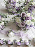 Lilac & White Bridal Bouquet- eucalyptus/lavender/gypsophila wedding flower