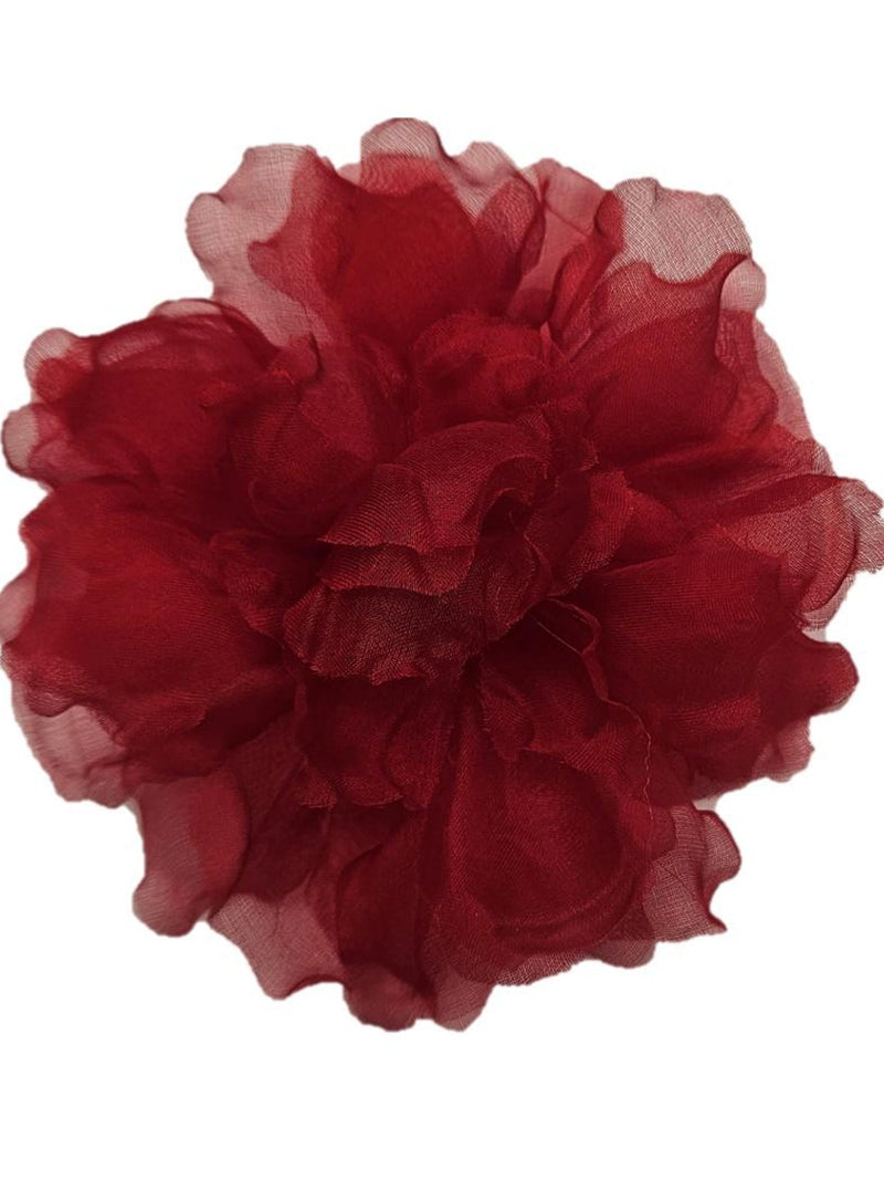 M&S Schmalberg 4.5" Gardenia Flower Red Silk Organza Millinery Fabric Flowers Brooch Pin silk flower