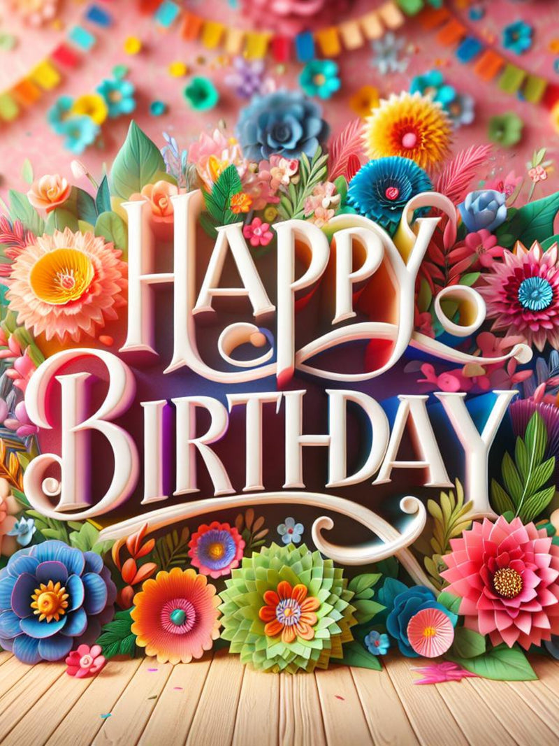 Colorful Floral Happy Birthday Printable Art (Digital Download) birthday flower