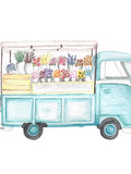 Watercolor Art Print: Flower Delivery Van FLOWER DELIVERY
