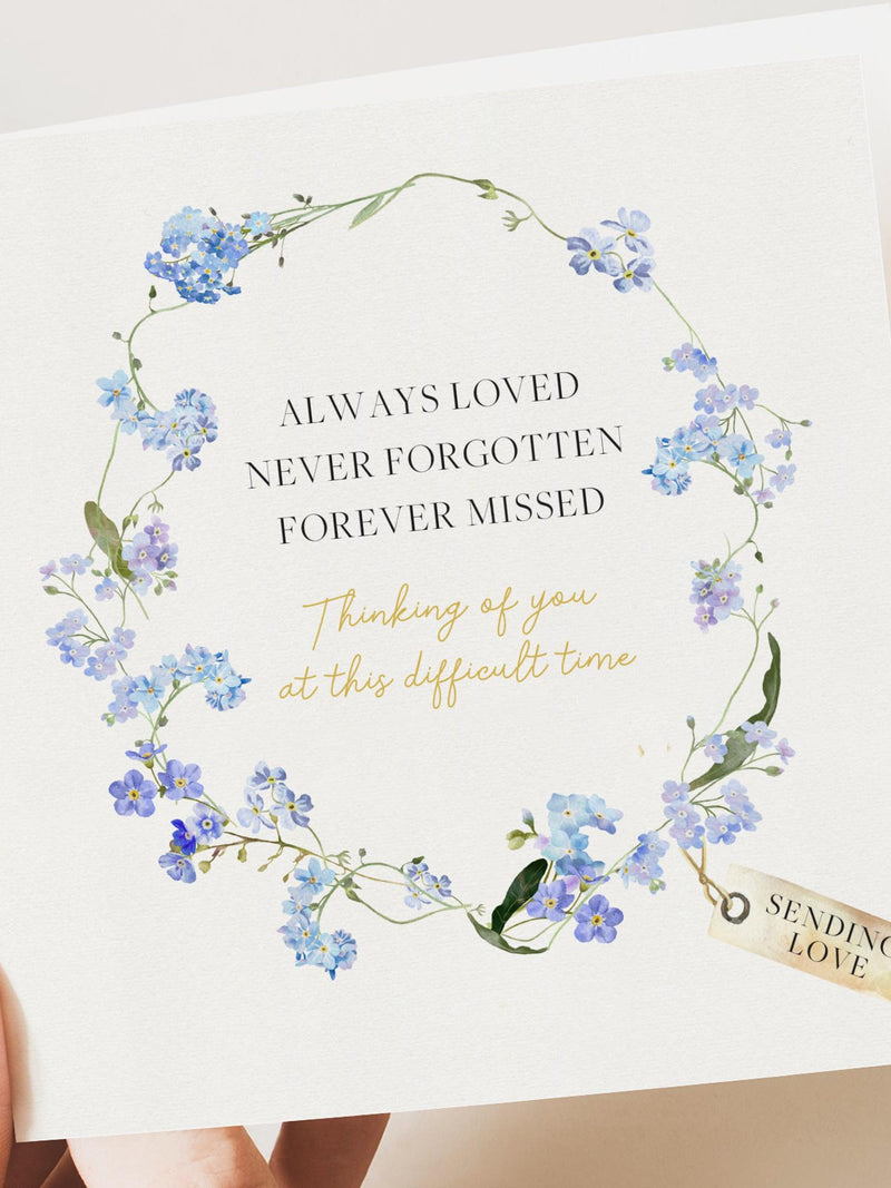 Sympathy Card, Handmade Sympathy Card, Forget me not, Bereavement, Condolences, Sorry for your Loss, Thinking of You sympathy flower