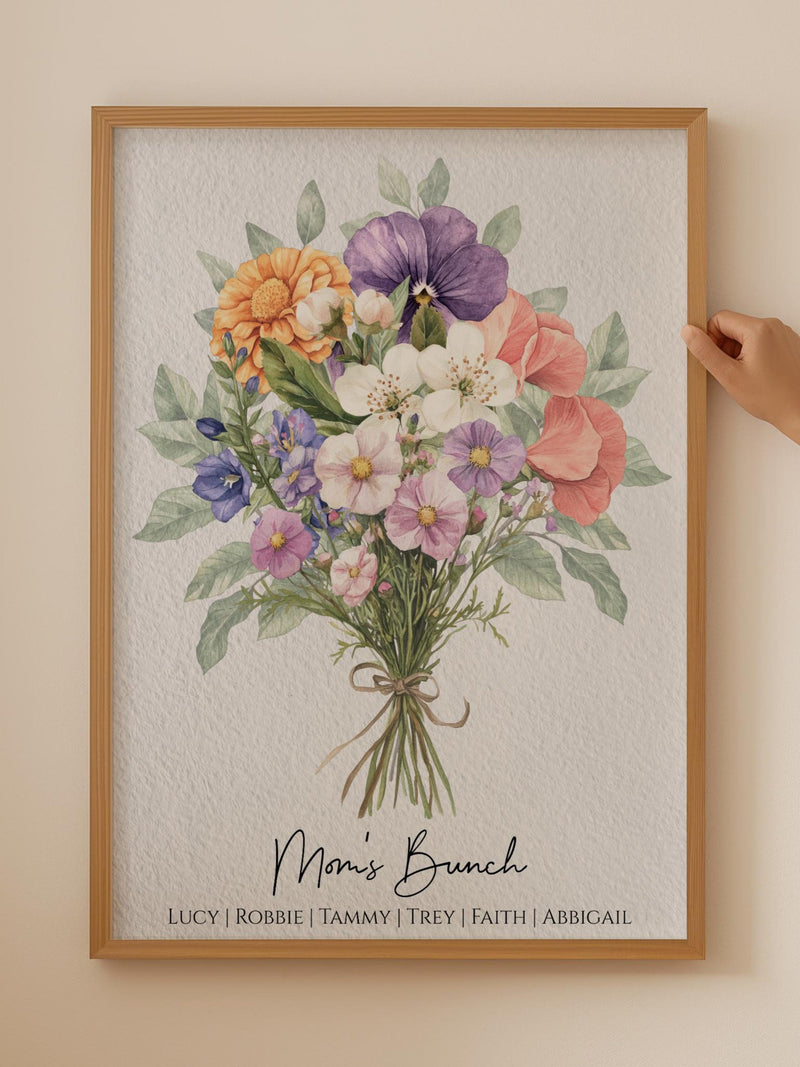 Family Birth Flower Bouquet Gift | Nana's Garden Mother's Day Grandma Gift Watercolor Birth Month Flowers Personalized Gift Digital Download ANNIVERSARY