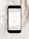 Wildflower 1st Birthday Mobile Invitation | Floral Birthday Phone Invite | Little Wildflower Birthday Evite | Flower Birthday Invite | BD8 birthday flower