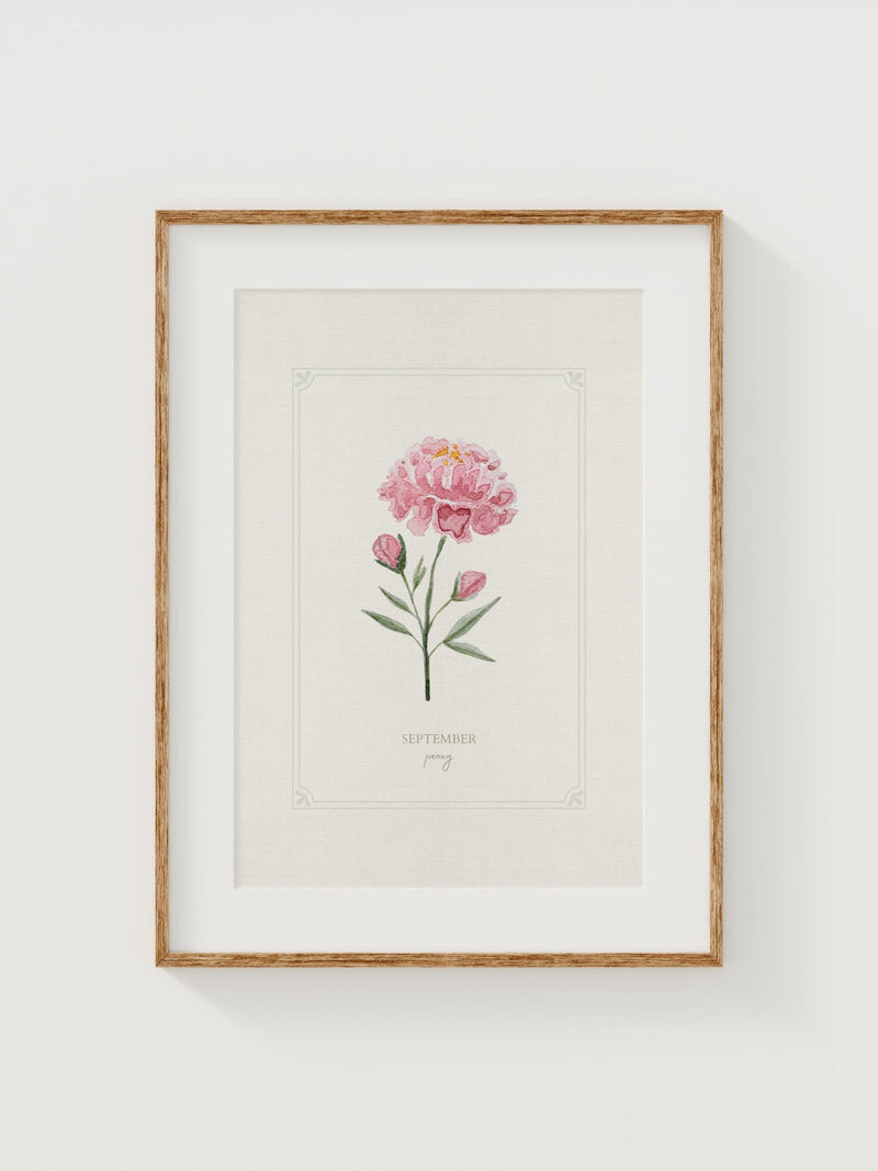 September Birth Flower Print: Peony Watercolor GiclŽe Art (8x10) birthday flower