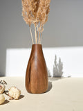 Handcrafted Walnut Vase: Modern Minimalist Dried Flower Arrangement house warming flower