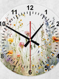 Beautiful glass watercolour wild flower clock, house clock. Floral home dŽcor. house warming flower