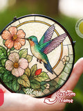 Hummingbird Stained Glass Suncatcher, Custom Hummingbird Window Hanging, Bird Wall Art, Gifts For Mom, Indoor Decor, Memory Sympathy Gifts sympathy flower