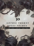 Gothic Rose Frame Clipart, Black Floral Border PNG, Romantic Gothic Frames, Dark Valentine Clip Art, Black Rose PNG Graphics Love Romance Flower