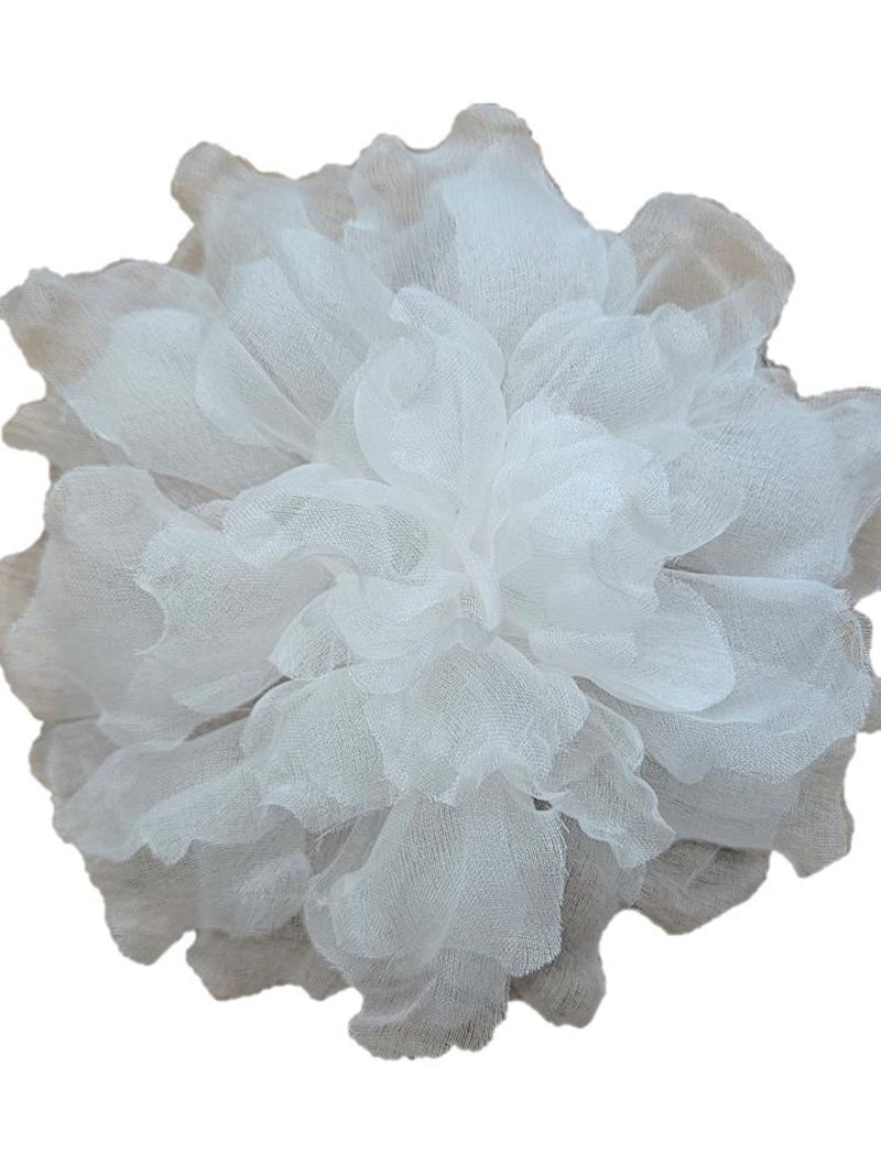 M&S Schmalberg 4.5" Off White Flower Gardenia Flower Silk Millinery Fabric Flower Brooch Pin silk flower