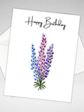 Lupine Birthday Card, Acrylic Painting Print, Floral Greeting Card, Happy Birthday Card, Canadian Artist birthday flower