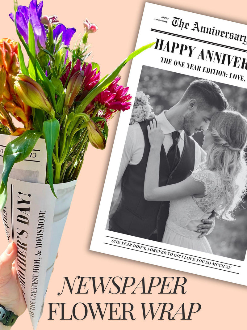 newspaper anniversary flower wrap happy anniversary flower paper first anniversary paper gift wife 1st anniversary newspaper bouquet wrap ANNIVERSARY