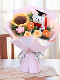 Handmade Knitted Graduation Pendant Bouquet Flower,Crochet Graduation Bouquet,Crochet  Flower Bouquet,Graduation,Birthday Gift,Bear,Friend FLOWER DELIVERY