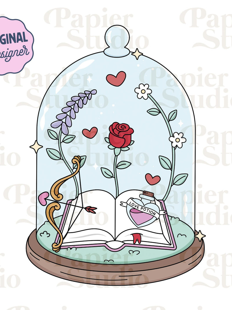 Romance Glass Dome PNG SVG, Cute Trendy Bookish Clipart, Kindle Sticker Design, Booklover Commercial Use Cut File, Romance Book Lover Design Love Romance Flower