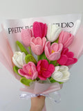 Crochet Tulip Flowers Bouquet,Finished Knit Tulip Lily Rose Flowers,Birthday,Anniversary,Congratulations Gift for Girlfriend,Mom,Dad,Sister sympathy flower
