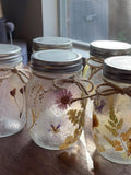 Pressed Flower Mason Jar: Decorative Candle Holder, Wedding Favor ANNIVERSARY