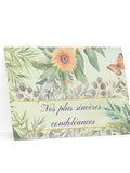 Nos plus sinc�res condolŽances French Sympathy Card, Watercolor Garden stationery for grieving, Butterfly Condolences for funerals, loss sympathy flower