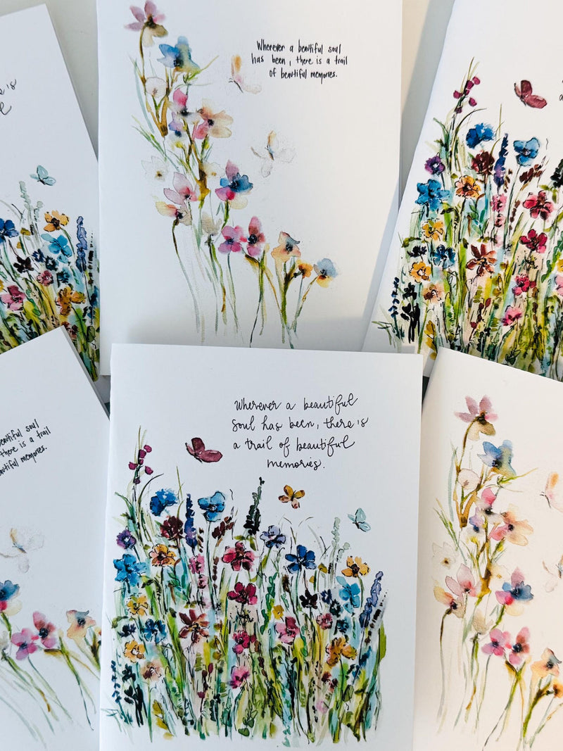 Wherever A Beautiful Soul Has Been Cards, Bundle Sympathy Cards, Buttefly Sympathy Memory Folded Cards, Beautiful Memories Gift Cards sympathy flower
