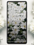 Electronic Housewarming Party Invitation, Digital New Home Invite, Neon White Flowers, Editable Template, Phone Text Evite, Instant Download house warming flower