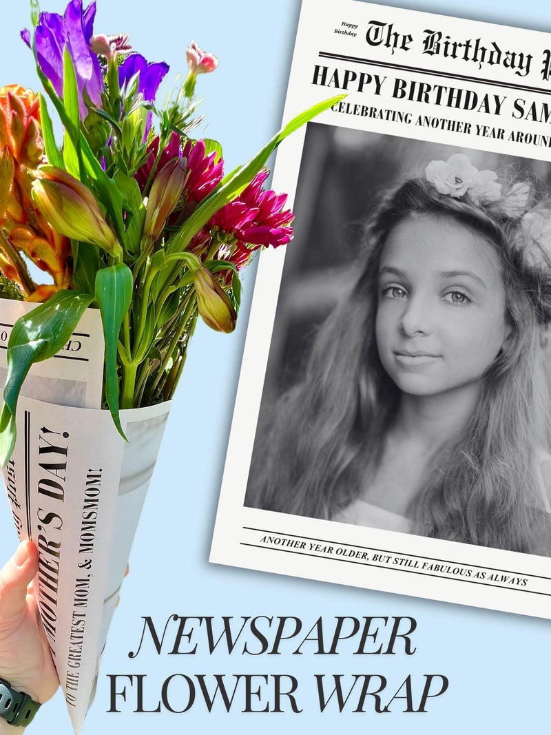 birthday newspaper flower wrap personalized birthday gift for her newspaper flower bouquet wrap happy birthday paper flower bouquet template birthday flower