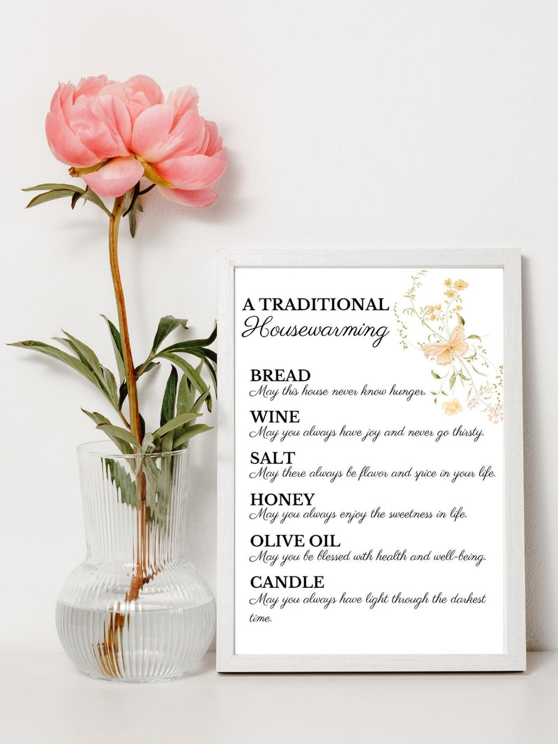 Housewarming Printable| House Blessing Printable| Bread, Salt, Wine| New Neighbors| New Homeowners house warming flower