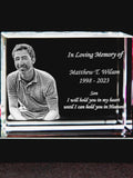 Personalized 3D Memorial Glass, Loss of Son, Bereavement Gift, In Loving Memory, Sympathy Gift, 4K HD Laser Engraving | 3D Crystal Rectangle sympathy flower
