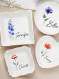 Personalized Birth Flower Trinket Dish,Watercolor Flower Ring Dish,Birthday Jewelry Dish Gift for Friend,Bridesmaid Gift,Gift for Mom birthday flower