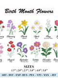 Birth Month Flower Embroidery Bundle | 12 Floral Machine Embroidery Designs | Monthly Flower Set for Personalized Gift | Digital Download birthday flower