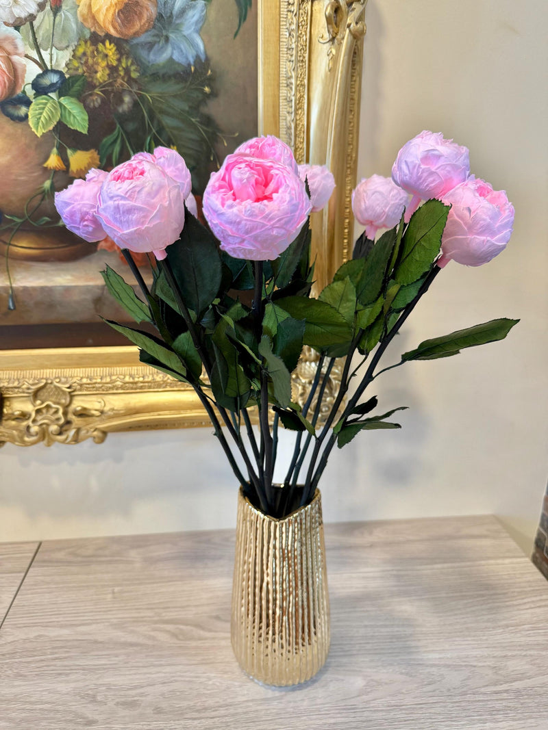 SALE!!! Ecuadorian Preserved Peonies Arrangement Ð Gold Ceramic Vase FLOWER DELIVERY