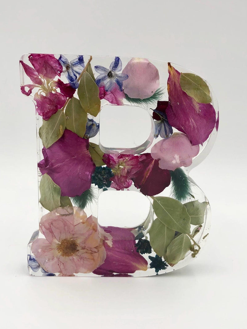 Custom Floral Keepsake Letter Initials ¥ Diamond Ring Holder ¥ Keychain ¥ Flower Preservation ¥ Dried Flower Art ANNIVERSARY