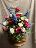 Cemetary flowers, large Designer Cemetary Arrangment Vase, Grave flowers, 360¥design Pink and Blue, funeral flowers, grave decoration sympathy flower