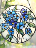 Forget-Me-Not Stained Glass Suncatcher: Blue Floral Window Hanging sympathy flower