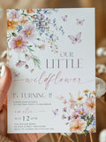Our Little Wildflower First Birthday Invitation, Wildflower Birthday Invite, Floral 1st Birthday Invitation, Floral Editable Template LWF birthday flower