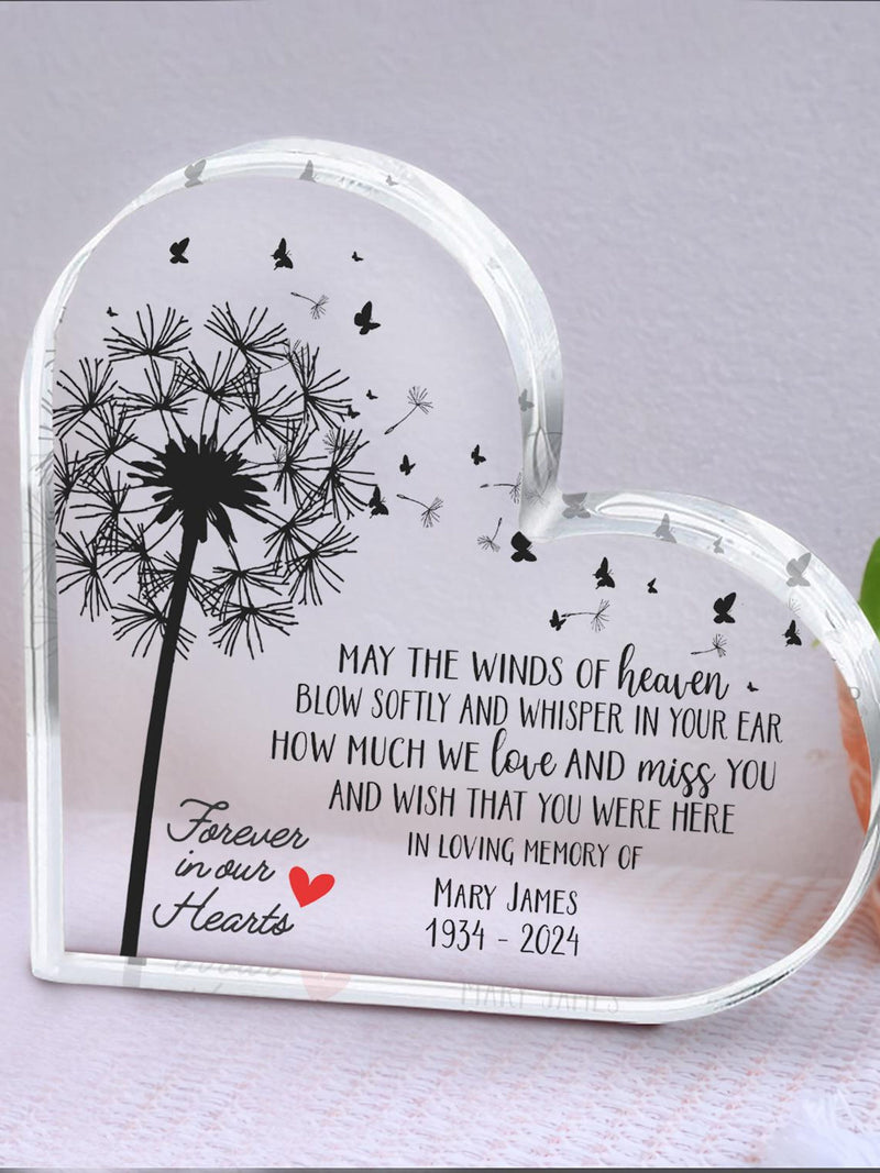 May the Winds Of Heaven Blow Softly Memorial Keepsake, Sympathy Dad, Mom, Family Gift For Loss, Bereavement Gift, Custom In Loving Memory sympathy flower