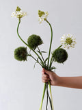 VICKY YAO-Set of 3 Chinese Sweet Plum Branches+ 3 Realistic Touch Green Ball Stems.Artificial Greenery Home Decor Faux Greenery Without Vase faux plants