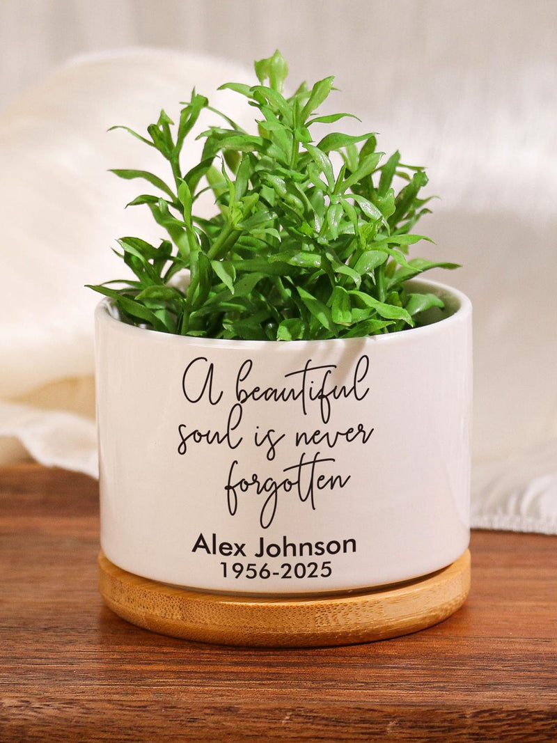 Personalized Memorial Planter: Engraved Condolences Gift sympathy flower