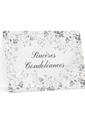 French Sympathy Card: Sinc�res CondolŽances, Floral Greeting for loss, minimalist elegant stationery for French speaker, black and white sympathy flower
