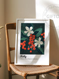 Birth month prints, Birth Flower WallArt Decor, Birth flower digital prints, Holly-December, birth flower gifts, floral birthday gift poster birthday flower