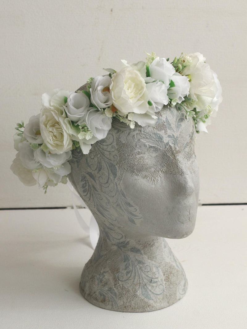 White Floral Crown Wedding flower crown peonies flower crown roses flower crown silk flower crown silk flower