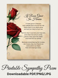 Loss Of Dad Sympathy Poem, Roses In Heaven Verse (Digital Art Print) sympathy flower