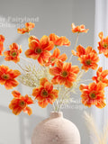 4 Heads Faux Cosmos - Artificial Flower - Orange flower spore