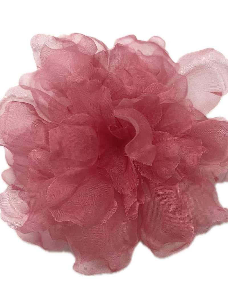 M&S Schmalberg 4.5" French Rose Pink Flower Gardenia Flower Silk Organza Millinery Fabric Flower Brooch Pin silk flower