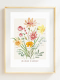 Custom Birth Flower Bouquet Art: Personalized Family Print birthday flower