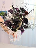 handamde black wedding bouquet, faux calla lily bouquet, bridal black bouquet, vase bouquet, home/wedding bouquet decor, gift for her Bouquet