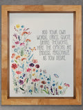 Add Own Custom Personalized Quote Floral Print, Wildflower Favourite Saying Custom Words Watercolour Lyric Illustration, Personalized Saying sympathy flower