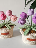 Crochet Flower in Pot,Crochet Tulip,Lily of the Valley,Home,Desk Decoration Plant,Pink,Purple Tulip,Birthday,Anniversary Gift,Gift for Mom ANNIVERSARY