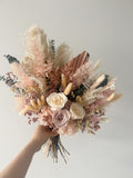 Peach Apricot Dried Flower Bouquet, Boho Wedding Flowers, Soft Coral Pink, Preserved Roses Pampas, Spring Garden Party - The Juliet FLOWER DELIVERY