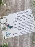Forget Me Not Keyring with Healing Crystals Ð Sympathy Gift, Grief Support, Memorial Keychain, Loss of Loved One, Crystal Keyring Gift, sympathy flower